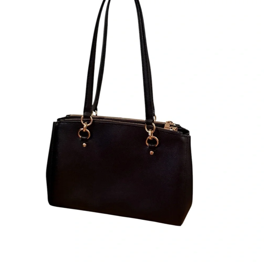 NWOT Coach Black Leather Etta Carryall Bag